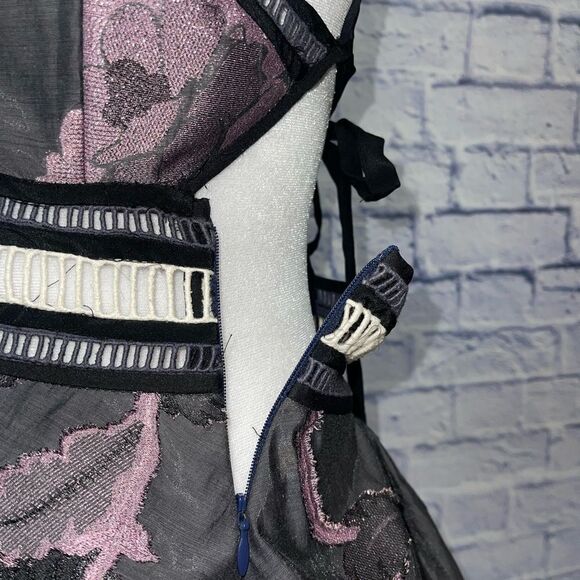 Metallic Floral Fil Coupe Peplum Tank, Black/Camellia - Picture 8 of 14